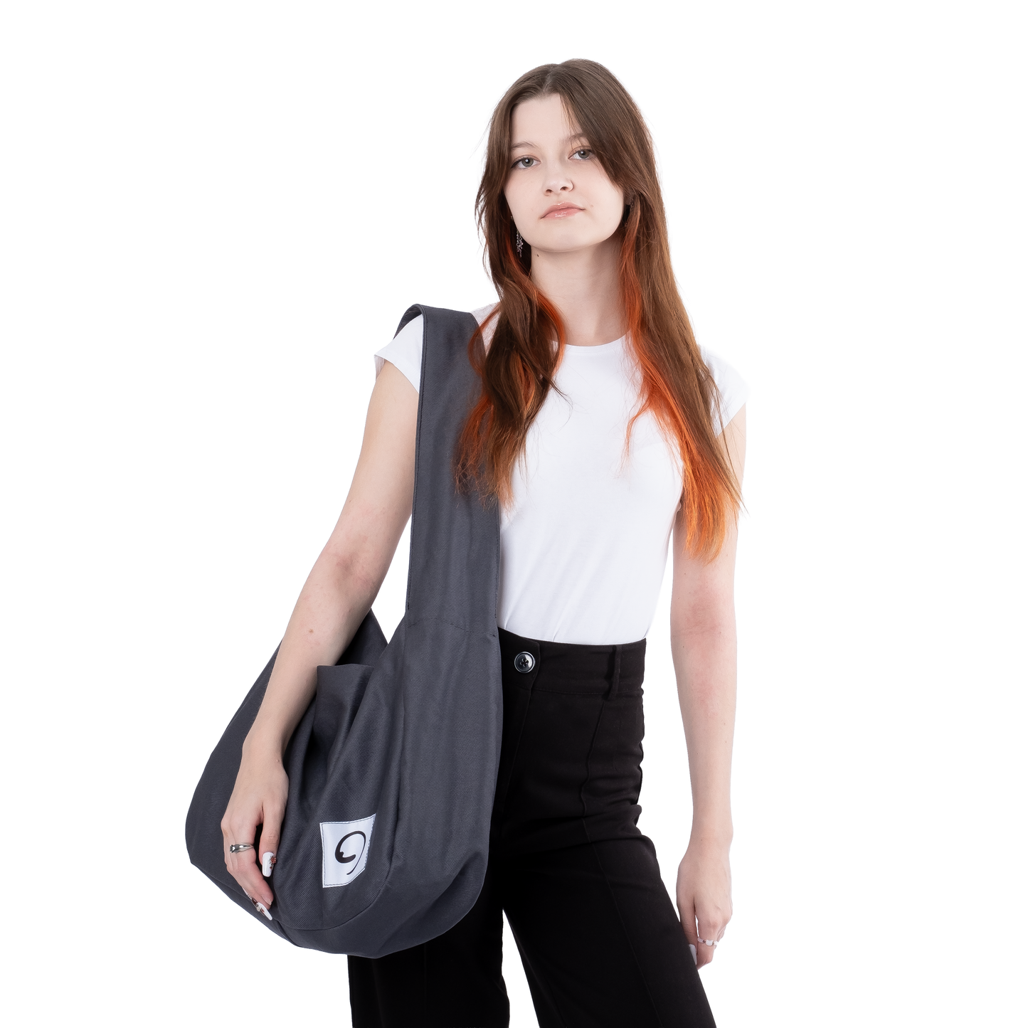 GRAPHITE HOBO BAG - Shoulder Bag with Compartments and Pockets