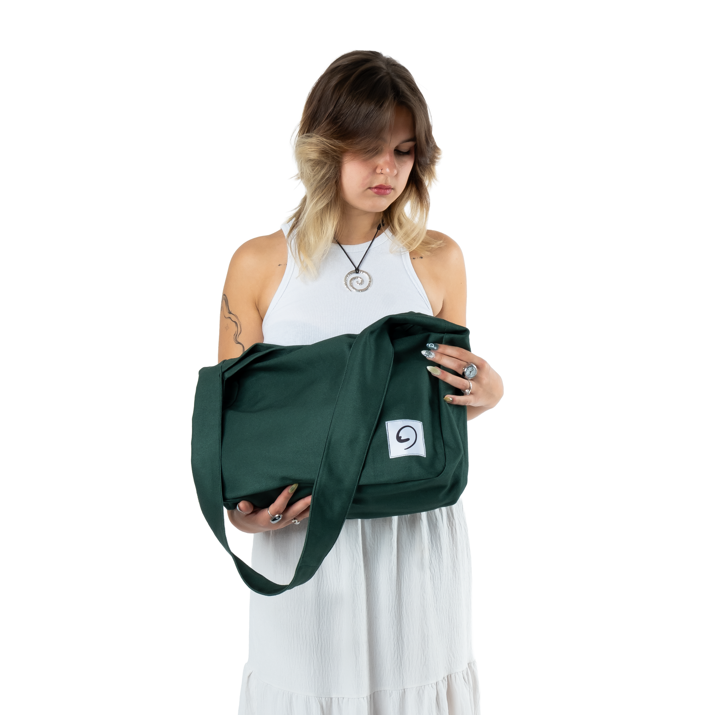 BOTTLE GREEN LIGHTS BAG - Crossbody Tote with Compartments and Pockets