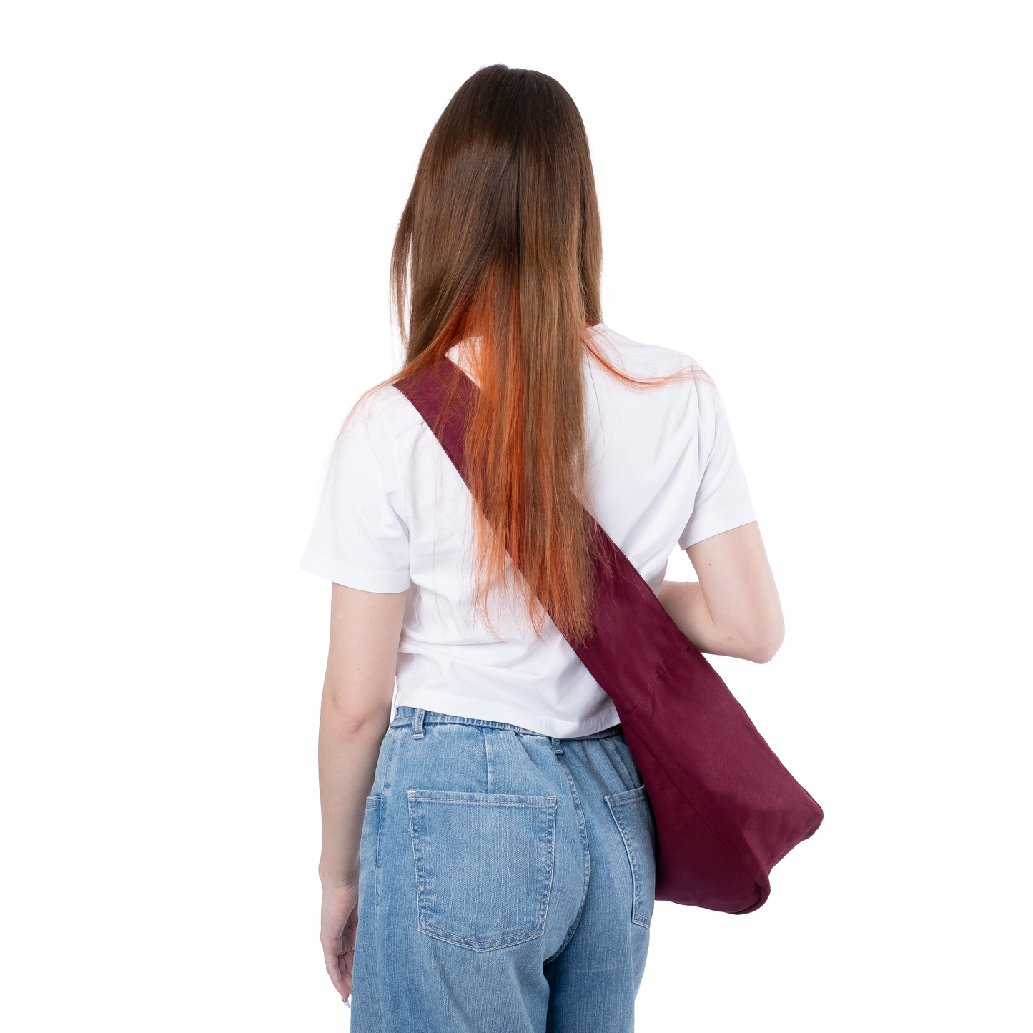 BURGUNDY HOBO BAG - Shoulder Bag with Compartments and Pockets