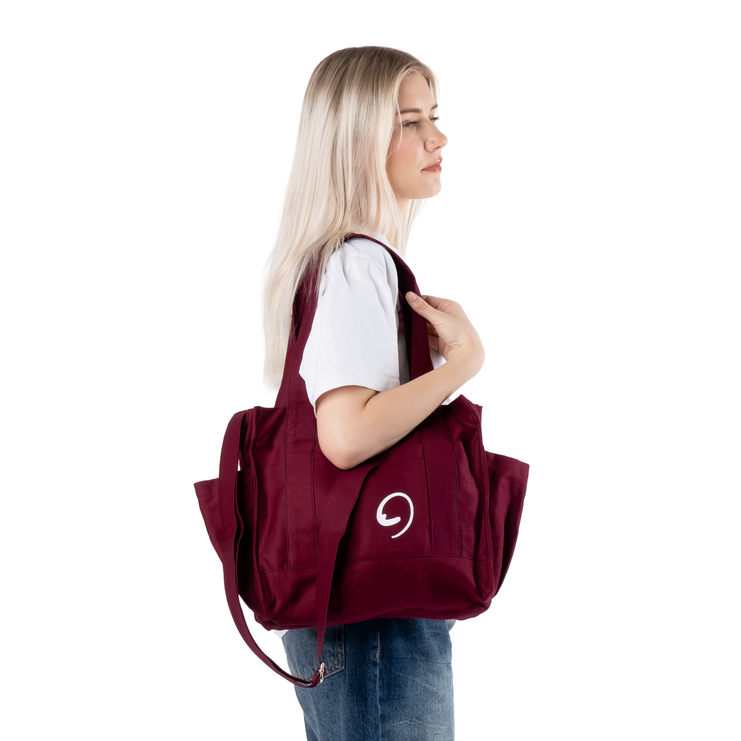 BURGUNDY UNI BAG - Torba na Ramię z Przegródkami i Kieszeniami