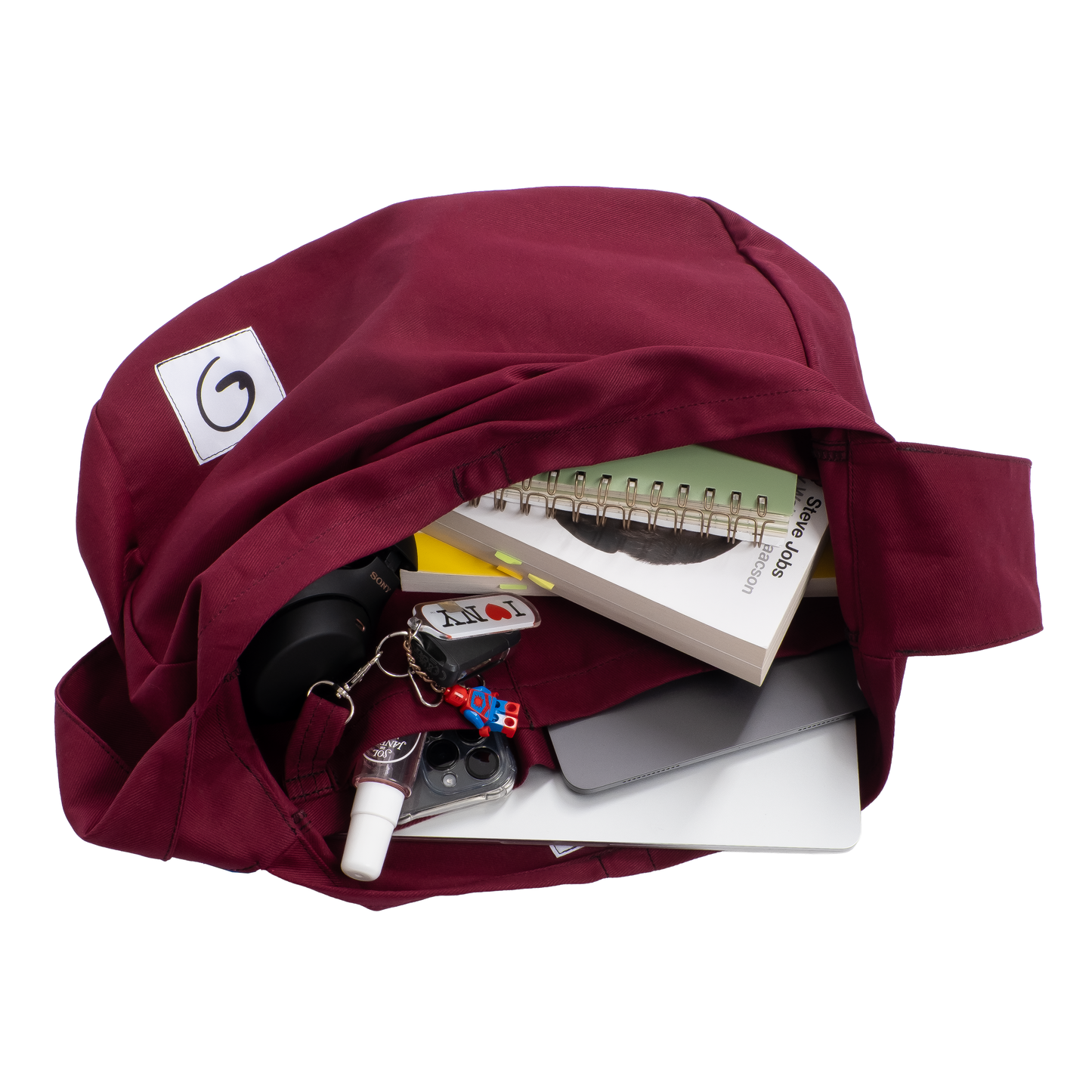BURGUNDY LIGHTS BAG - Crossbody Tote with Compartments and Pockets