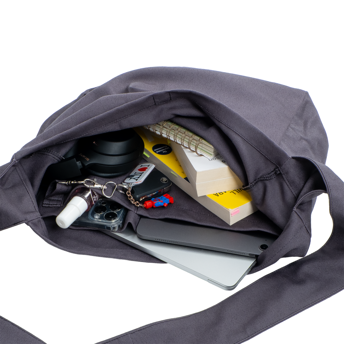 GRAPHITE LIGHTS BAG - Crossbody Tote with Compartments and Pockets