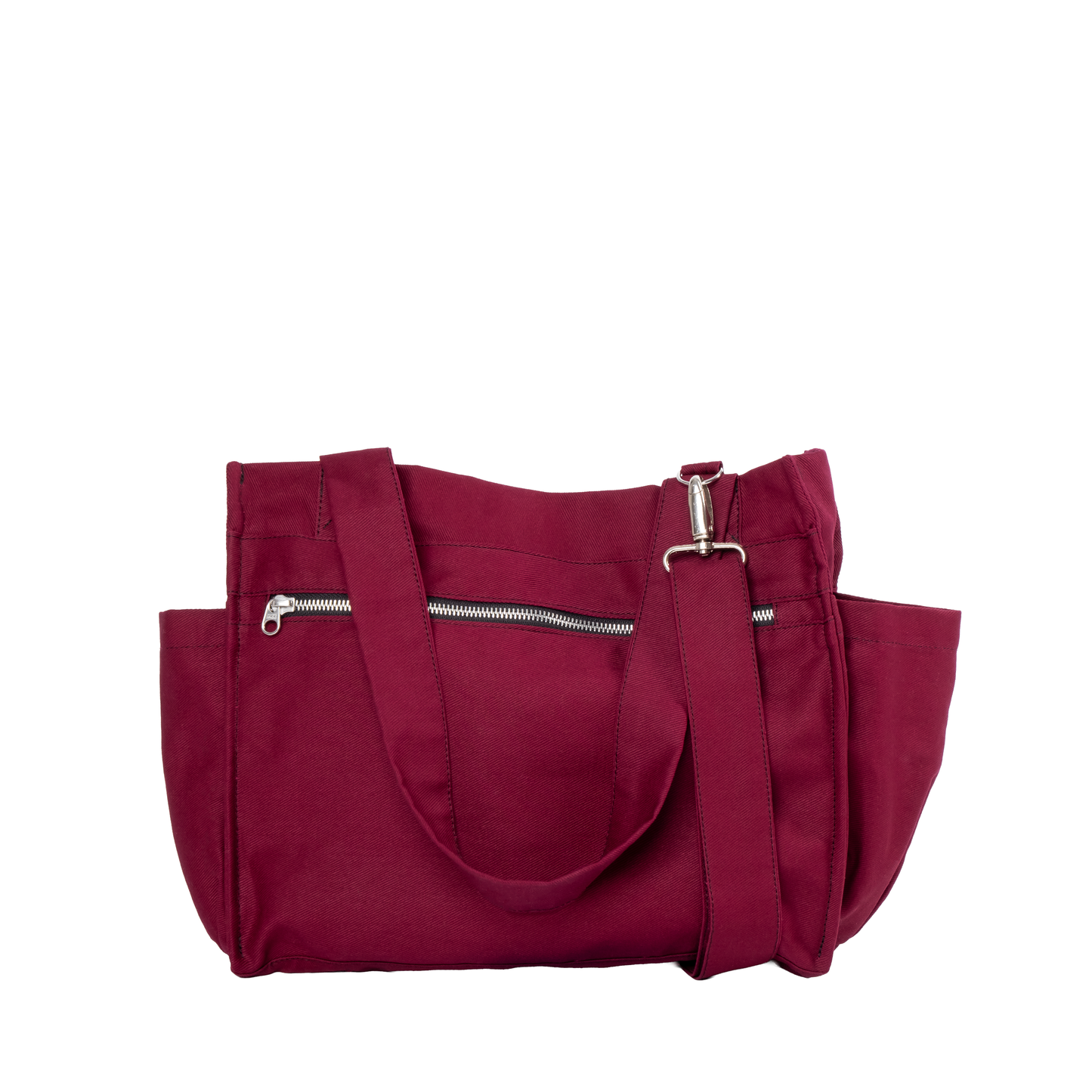BURGUNDY UNI BAG - Torba na Ramię z Przegródkami i Kieszeniami