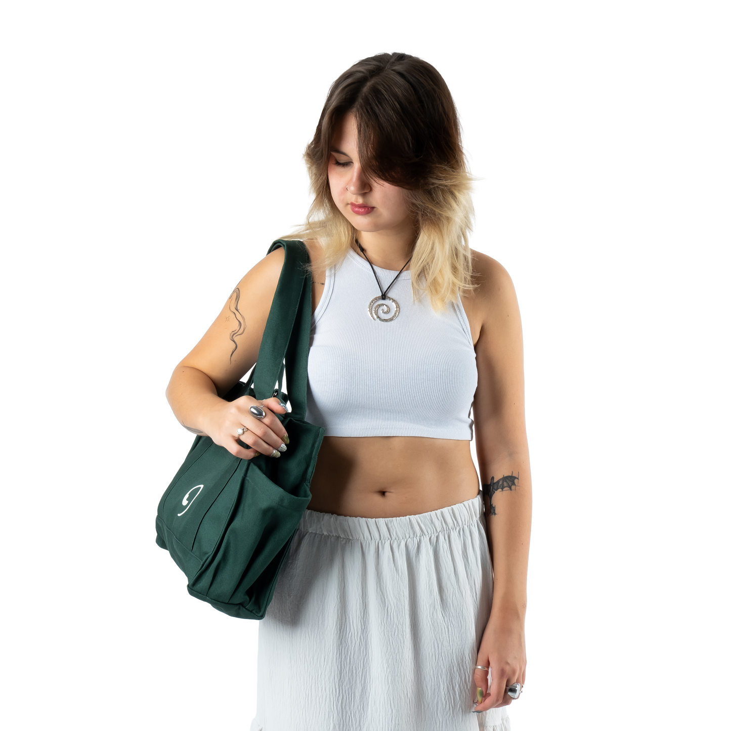 BOTTLE GREEN UNI BAG - Shoulder Bag with Compartments and Pockets