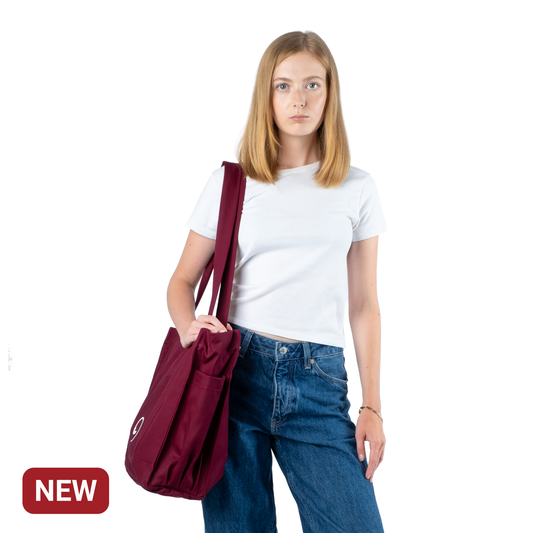 BURGUNDY UNI BAG MAX - Shoulder Bag with Compartments and Pockets