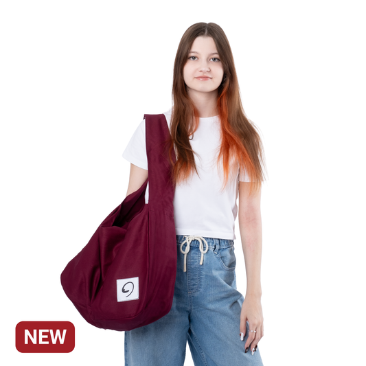 BURGUNDY HOBO BAG - Shoulder Bag with Compartments and Pockets