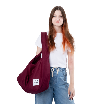 BURGUNDY HOBO BAG - Shoulder Bag with Compartments and Pockets