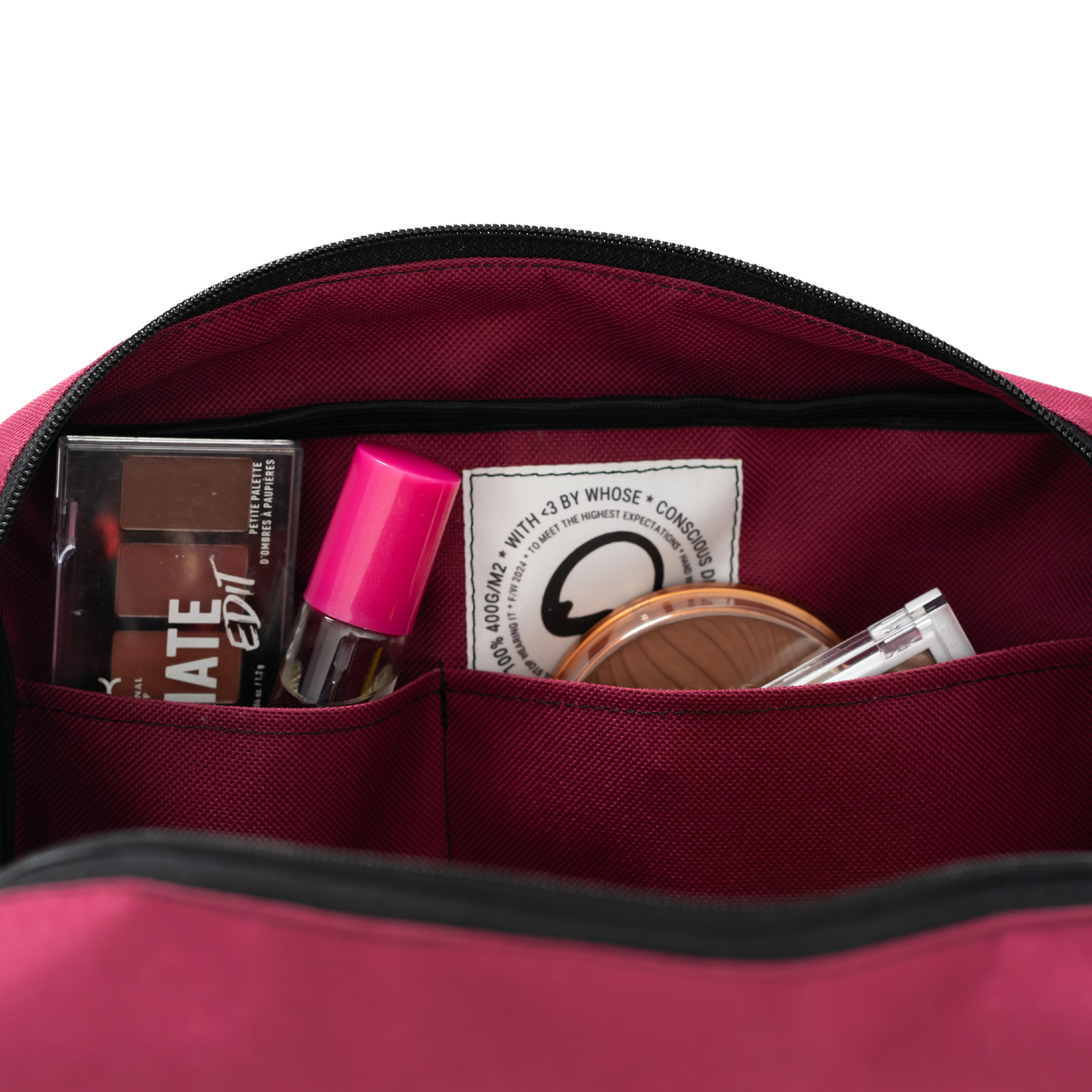 PLUM RED COSMETIC BAG - Toiletry Bag with Pockets