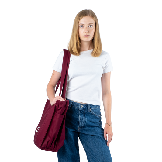 BURGUNDY UNI BAG MAX - Shoulder Bag with Compartments and Pockets