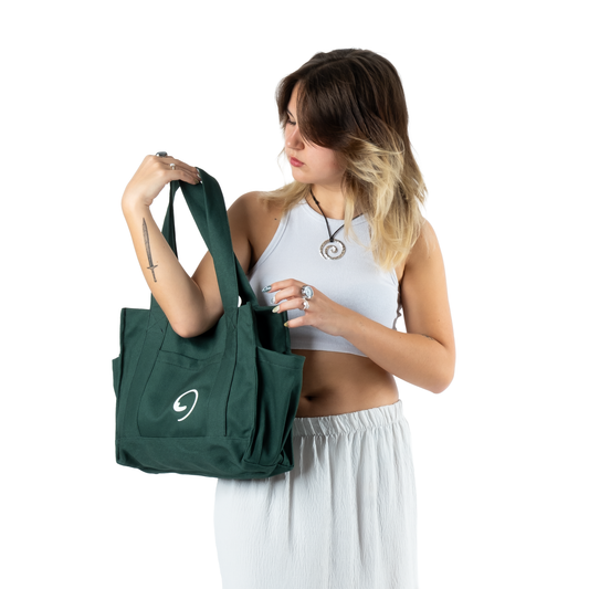 BOTTLE GREEN UNI BAG - Shoulder Bag with Compartments and Pockets