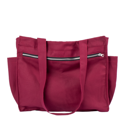 BURGUNDY UNI BAG MAX - Shoulder Bag with Compartments and Pockets