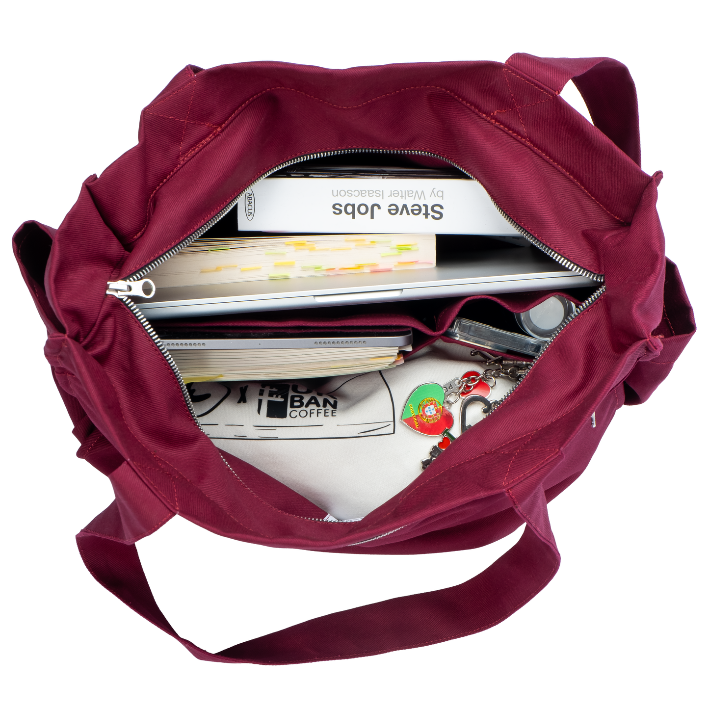 BURGUNDY UNI BAG MAX - Shoulder Bag with Compartments and Pockets