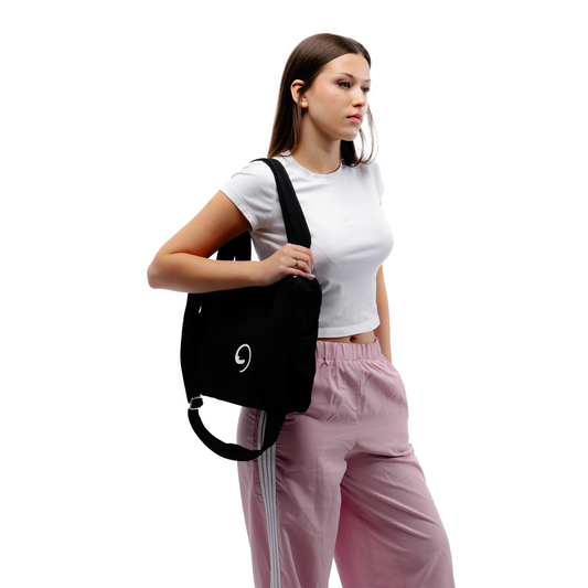 BLACK UNI BAG - Shoulder Bag with Compartments and Pockets