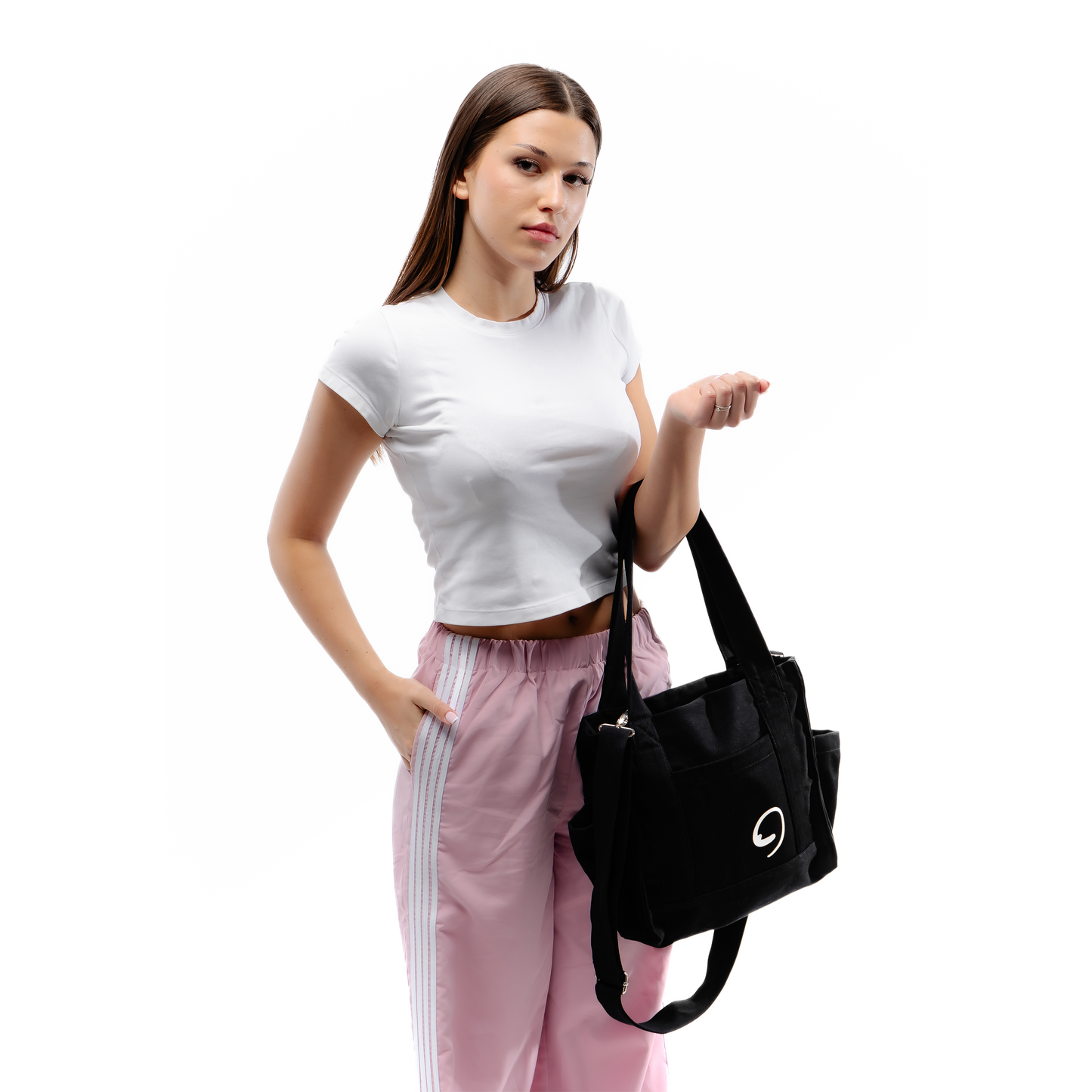 BLACK UNI BAG - Shoulder Bag with Compartments and Pockets