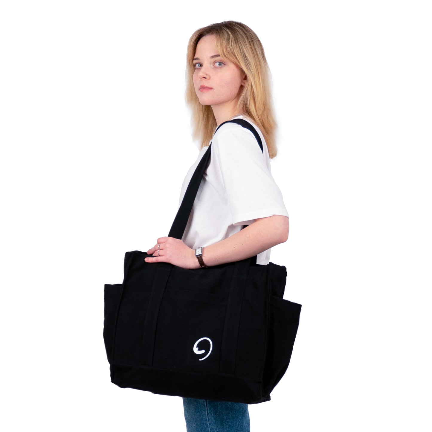 BLACK UNI BAG MAX - Shoulder Bag with Compartments and Pockets