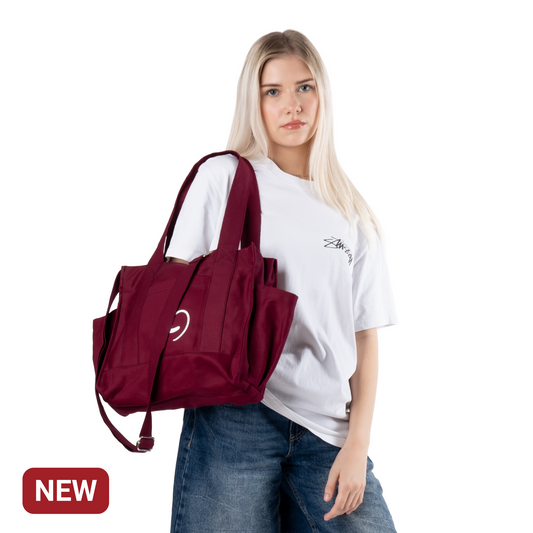 BURGUNDY UNI BAG - Shoulder Bag with Compartments and Pockets