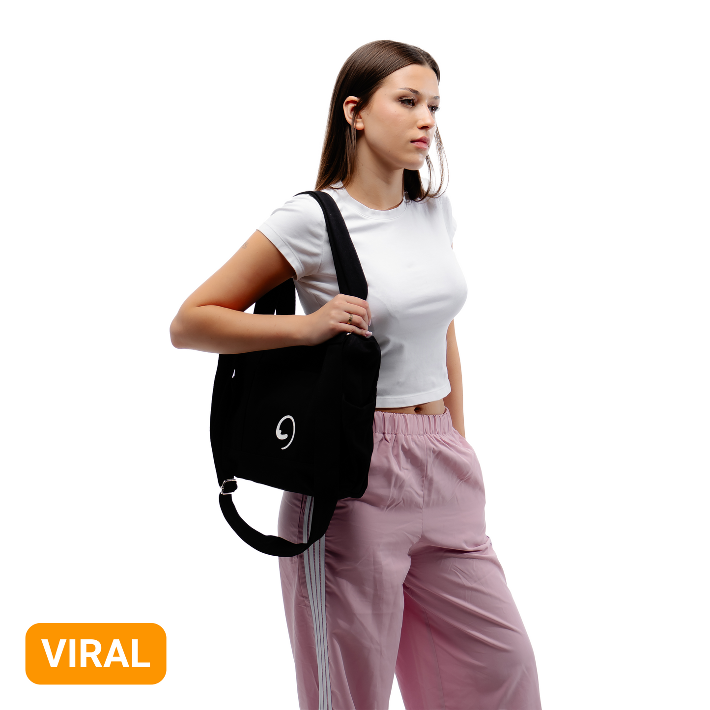 BLACK UNI BAG - Shoulder Bag with Compartments and Pockets