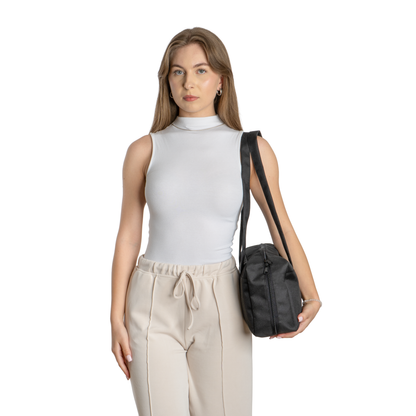 BLACK COURT BAG - Waterproof Shoulder Bag with Compartments and Pockets