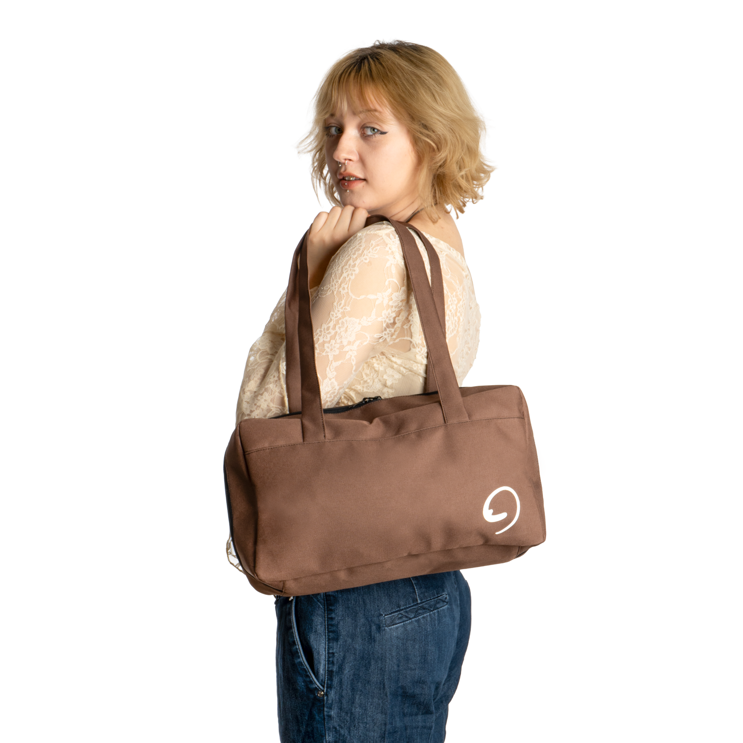 BROWN COURT BAG - Waterproof Shoulder Bag with Compartments and Pockets