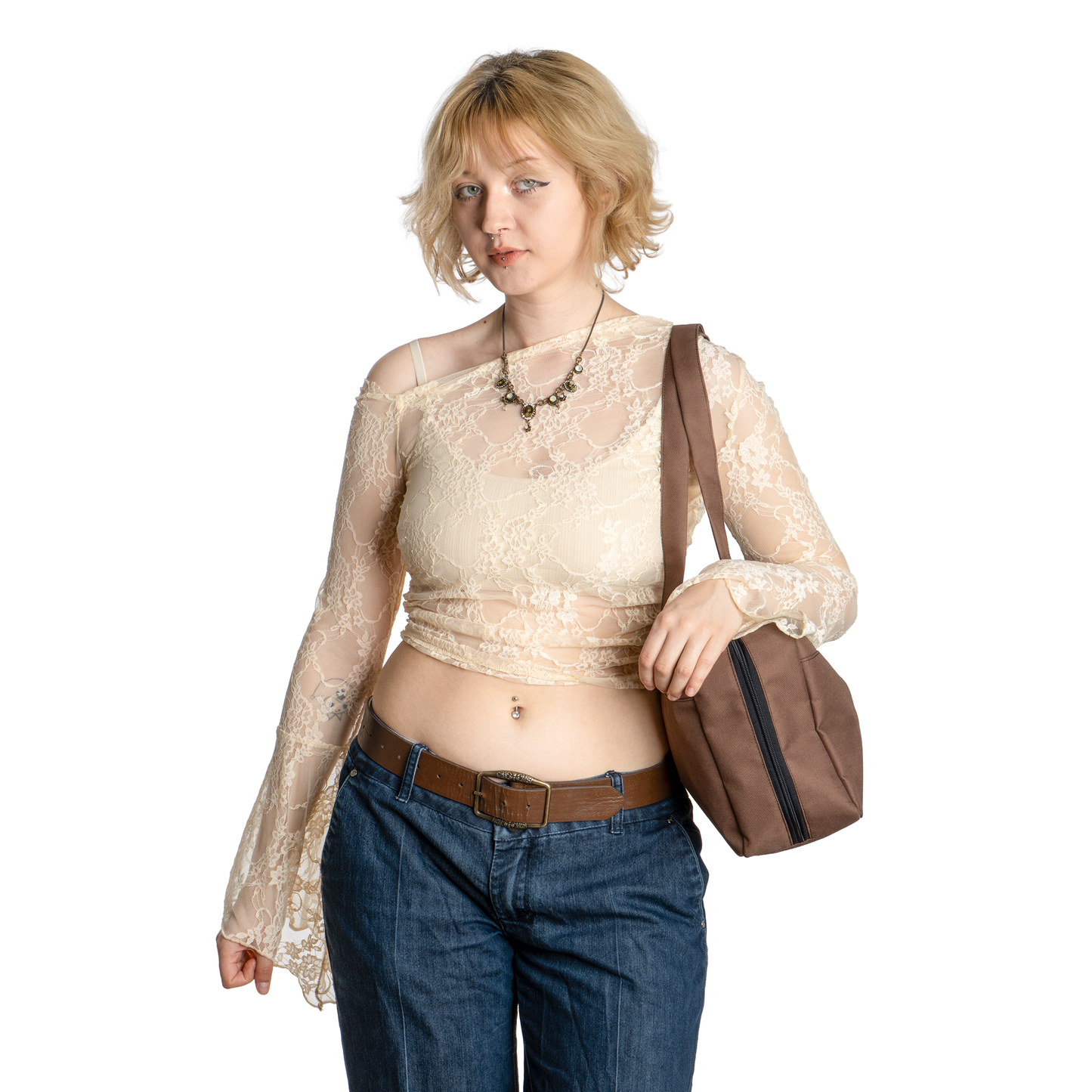 BROWN COURT BAG - Waterproof Shoulder Bag with Compartments and Pockets