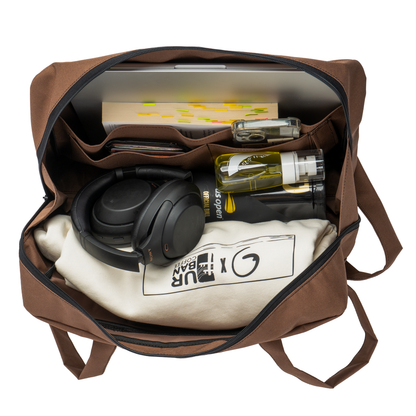 BROWN COURT BAG - Waterproof Shoulder Bag with Compartments and Pockets