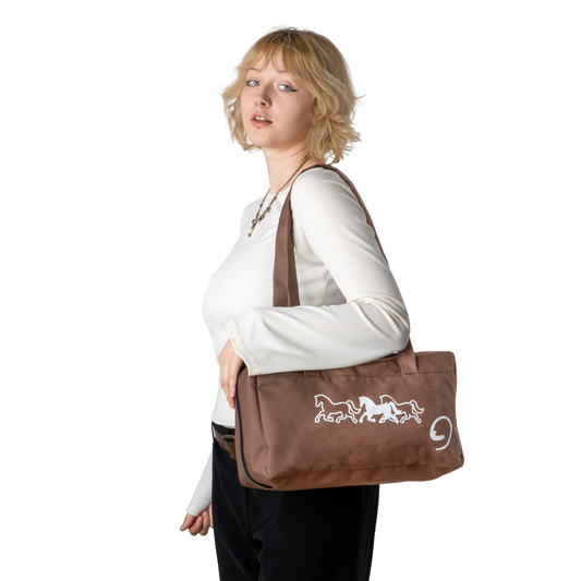 BROWN COURT BAG - Wodoodporna Torba na Ramię z Przegródkami i Kieszeniami